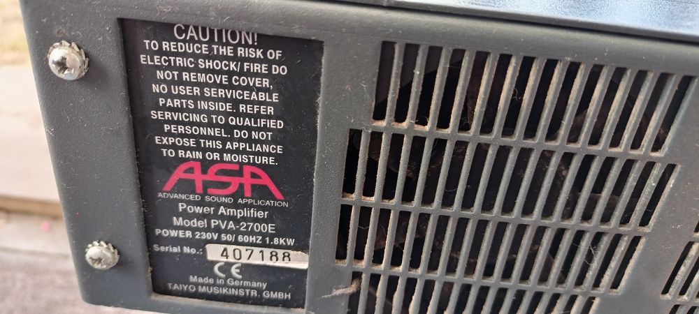 Końcówka mocy ASA PVA-2700E | 2x700W 4 Ohm | Made in Germany