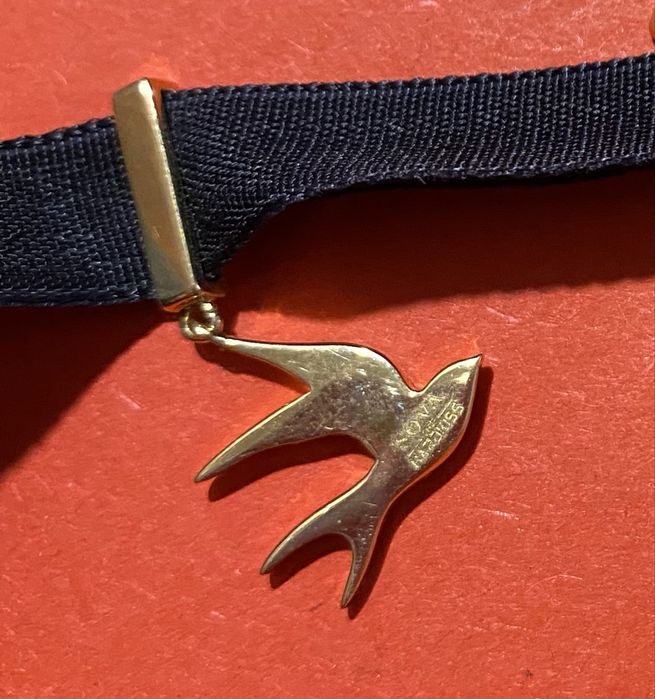 Золоте кольє з оксамитом