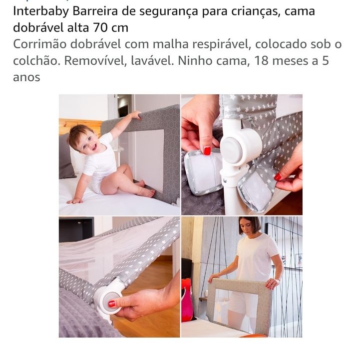 Interbaby Barreira de segurança para crianças, cama