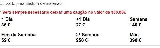 Betoneira Elétrica 160L a 190L ( Aluguer )