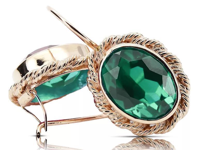 Kolczyki z Szmaragdem 14k z różowego złota vec007r Poznań