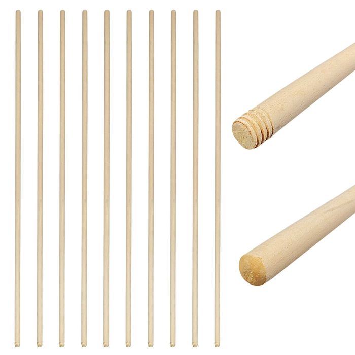 Trzon bukowy do miotły z gwintem 120 cm fi 22 kij do szczotki 10 sztuk