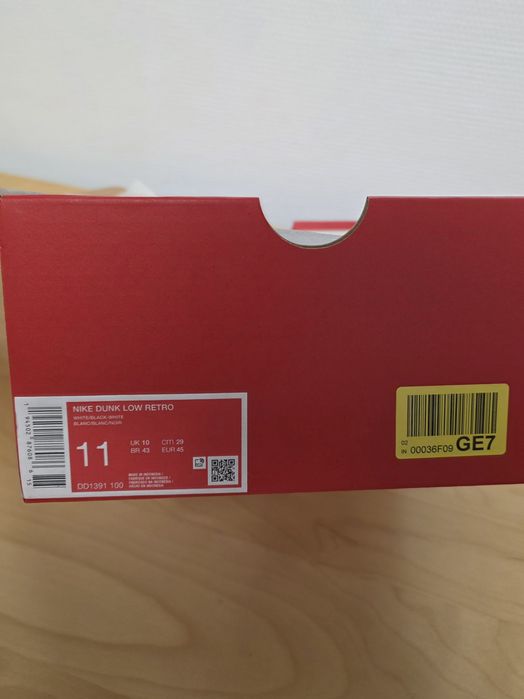 ORYGINAŁ Nowe Nike Dunk Low Retro 45 buty czarno- białe sportowe