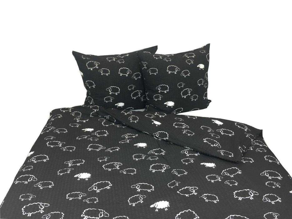 Pościel KORA LUX 160-200+2x70-80 BARANKI BIALE I CZARNE