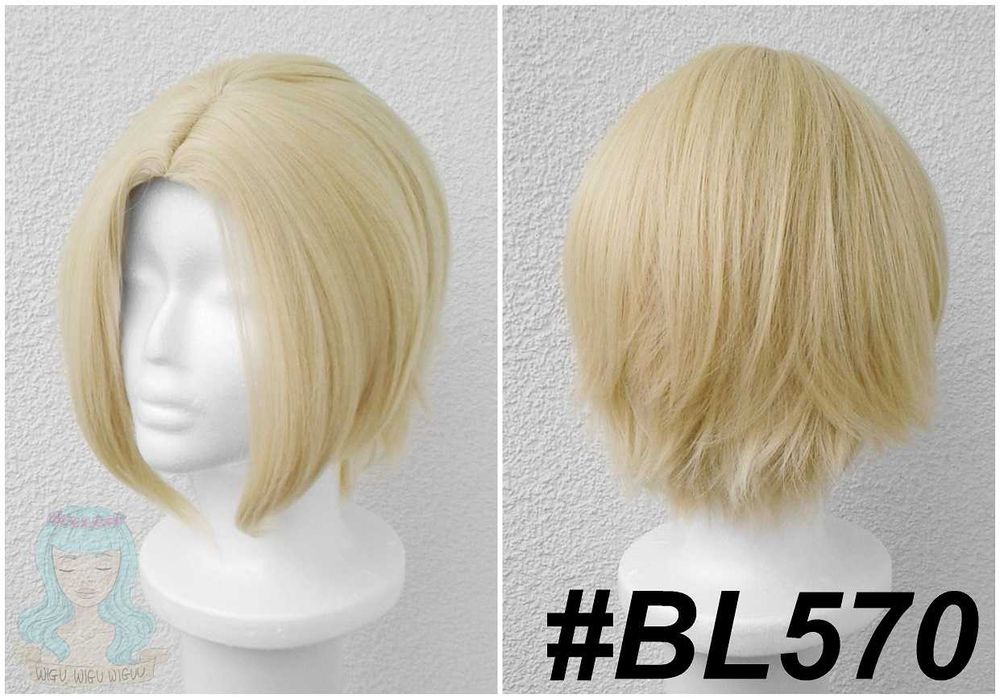 Krótka blond peruka z przedziałkiem bez grzywki męska cosplay wig