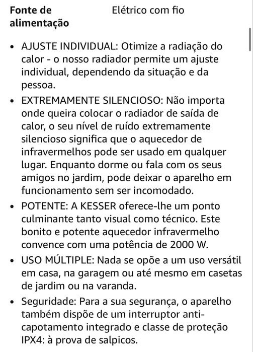 2 Aquecedores Eletricos Exterior - Kesser 2000W