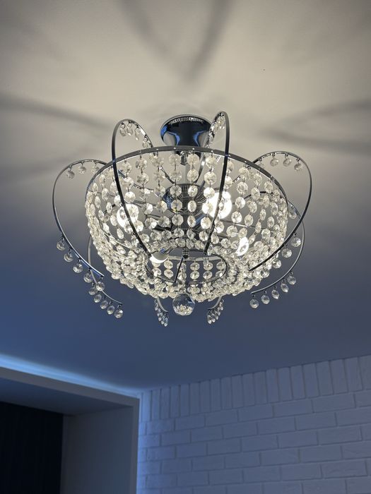 Żyrandol kryształowy srebny glamour