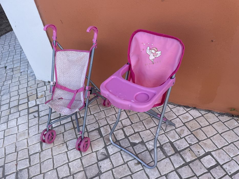 Cadeirinha de brincar e cadeira da papa em bom estado