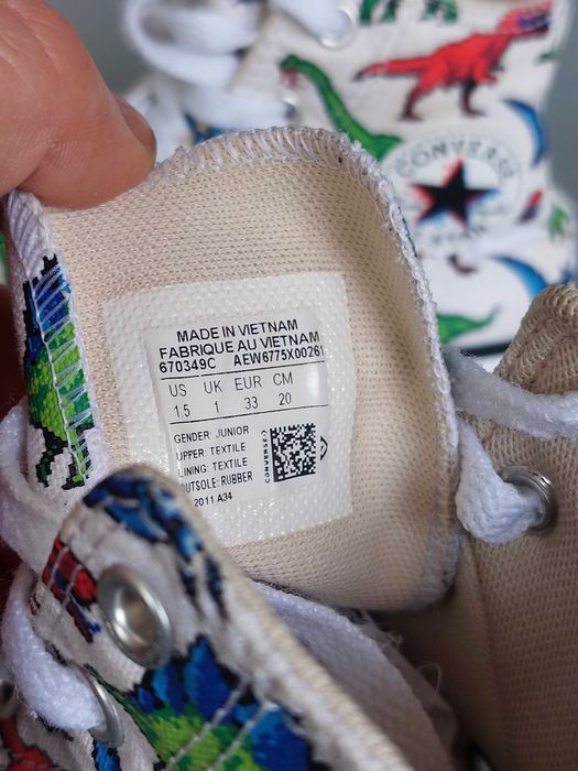 Кеди дитячі Converse  високі  33 / 20 см