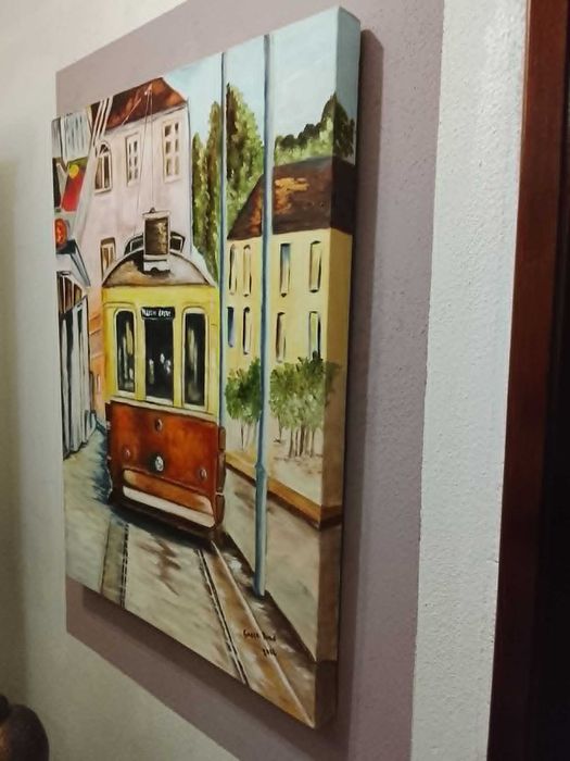 Óleo sobre tela "Eléctrico do Porto"