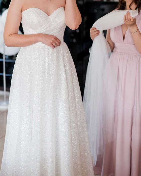 Suknia ślubna błyszcząca ivory - mocny połysk