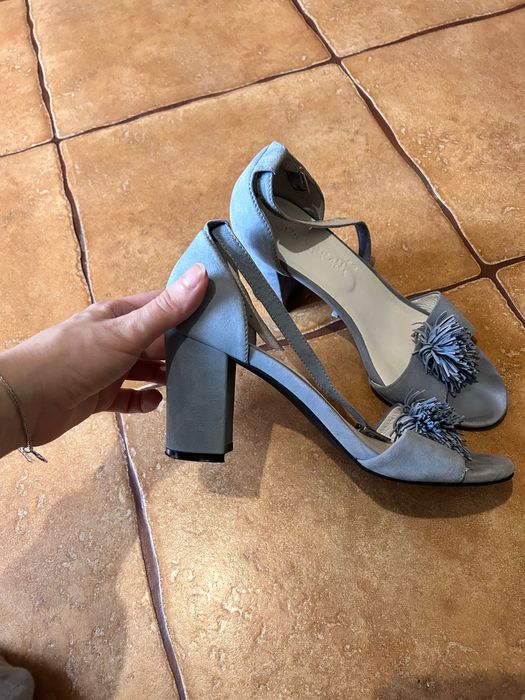 Жіночі босоніжки блакитні замша