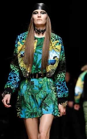 Versace komplet legginsy i spodnica jedwab i sweterek merino wool kasz