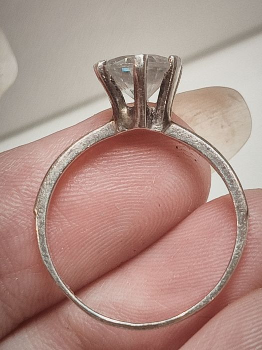 Обручка срібло з золотом і камінцем