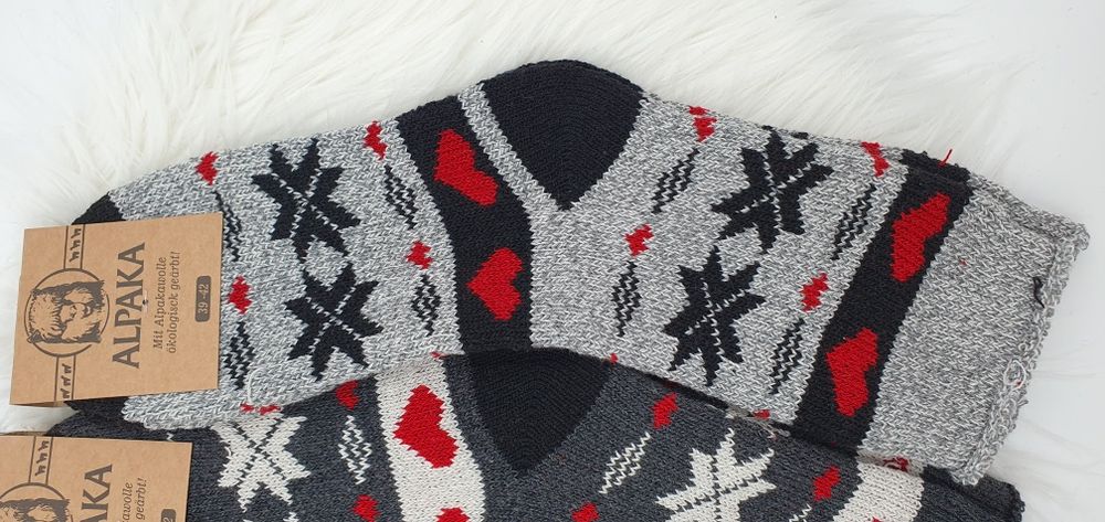 Ciepłe zimowe grube skarpety damskie wełna z Alpaki bezuciskowe 39-42