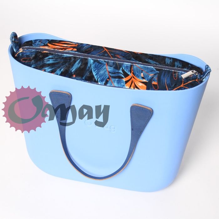 Granatowy organizer do OBAG STANDARD welur liście niebieskie OMAY