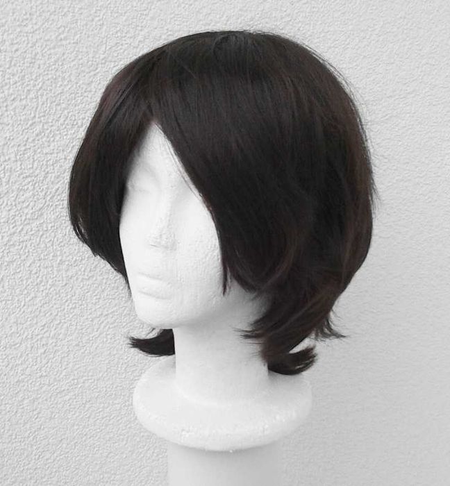 Krótka brązowa peruka z grzywką męska męski cosplay wig brązowy