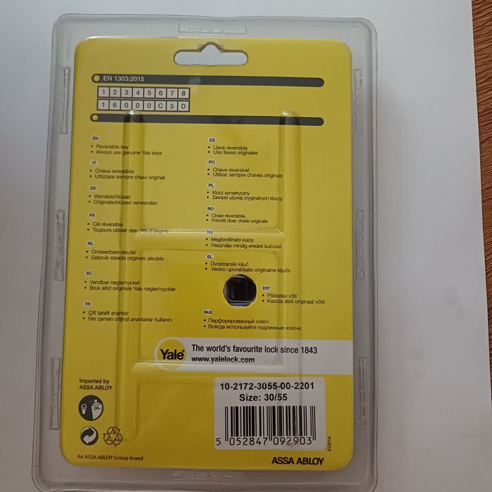 Wkładka antywłamaniowa Assa Abloy Yale 2100 30/55 Maximum Security ATE