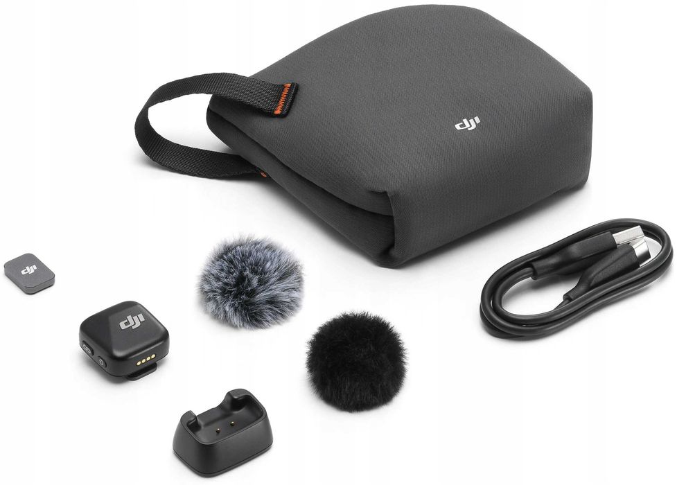 Mikrofon Bezprzewodowy DJI Mic Mini Czarny Bluetooth 5.3 1TX z akcesoriami, FABRYCZNIE ZAPLOMBOWANE