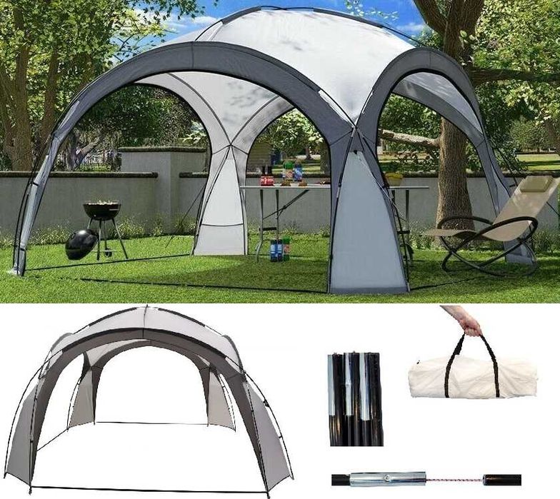 NAMIOT / PAWILON EVENTOWY ogrodowy na piknik + torba - SZARO-BIAŁY