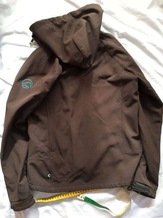 Stormberg xs, kurtka softshell z kapturem, kieszeniami, brązowy