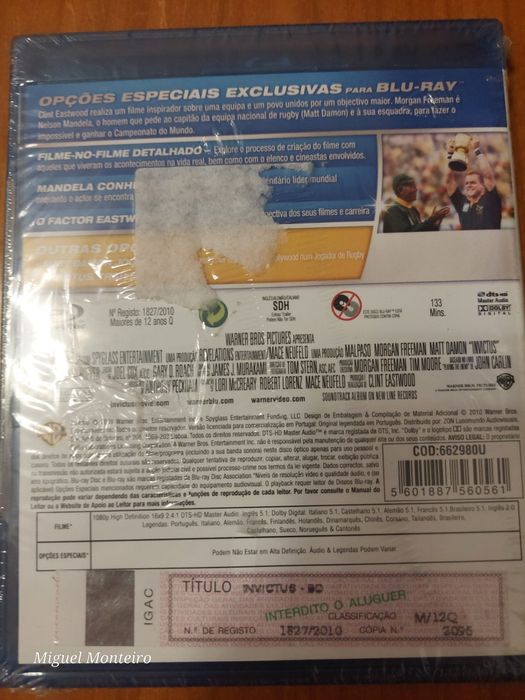 Blu Ray Invictus NOVO SELADO
