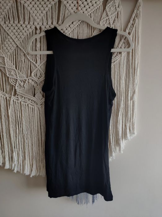 Długi czarny top z frędzelkami Atmosphere 40 38
