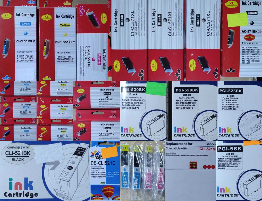 Tusze Canon zamienniki zestaw 72 szt. (przeterminowane)