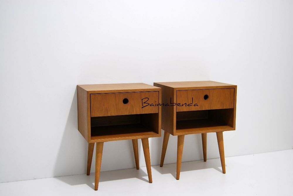 Par de Mesas de Cabeceira retro vintage estilo nordico