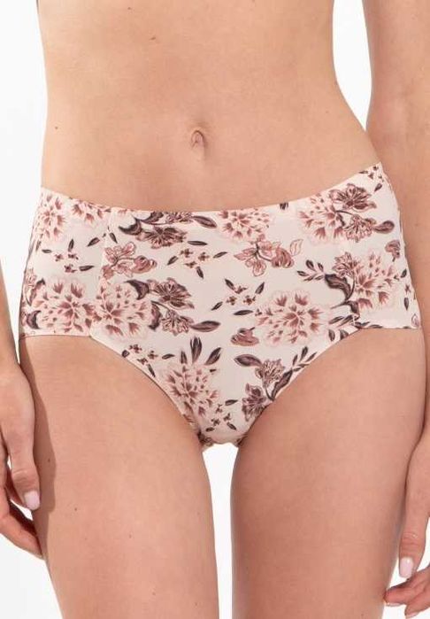 Figi damskie bikini, cięte laserowo, w kwiaty, kremowe, rozm. XXL
