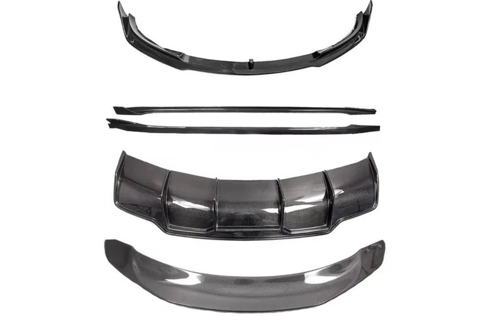 Conjunto Tesla Model 3 Spoiler, Aileron, Laminas e Difusor em Carbono