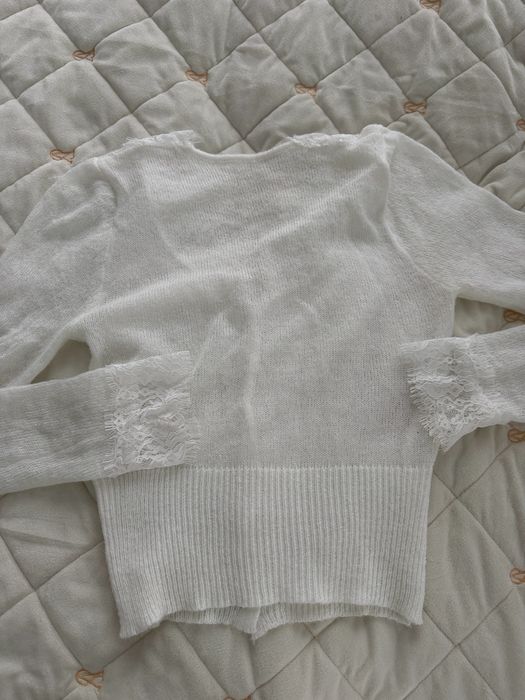 Мериносова кофта з мереживом в стилі twnspan/gepur з додатком кашеміру