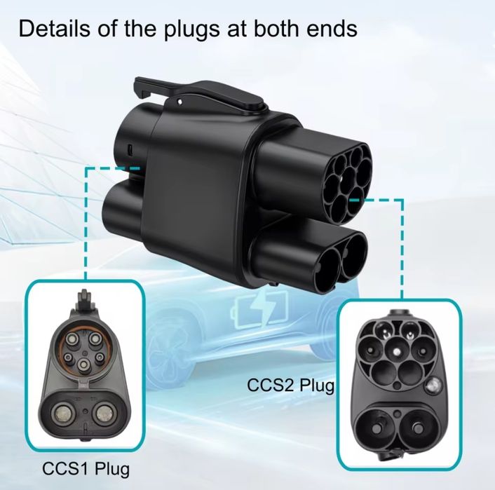 АКЦІЙНА ЦІНА‼️Перехідник CCS2-CCS1 EV Charging adapter 400А 400Kw + Type 2 7КВТ ККС2 AC DC адаптер adapter швидка зарядка