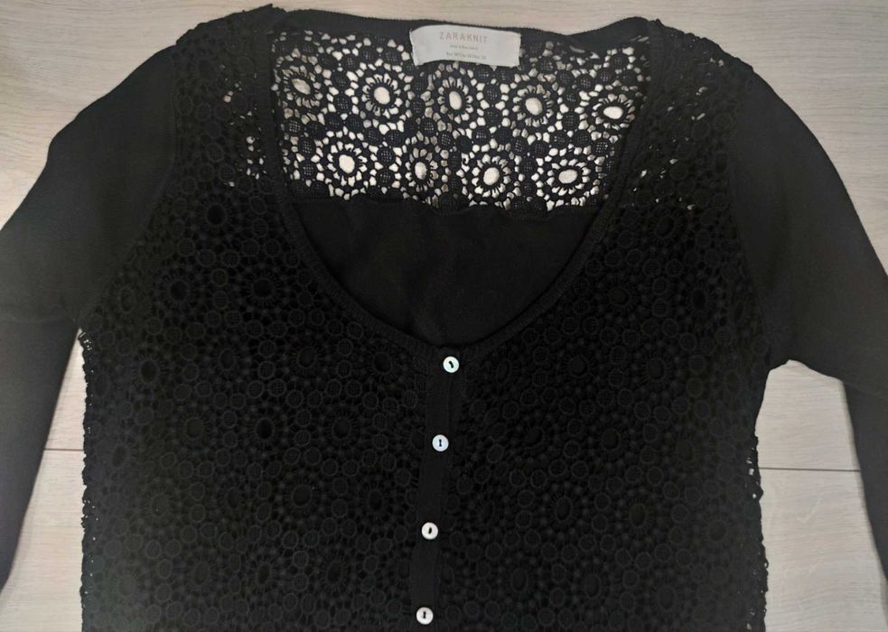 ZARA KNIT czarny krótki sweterek r. M