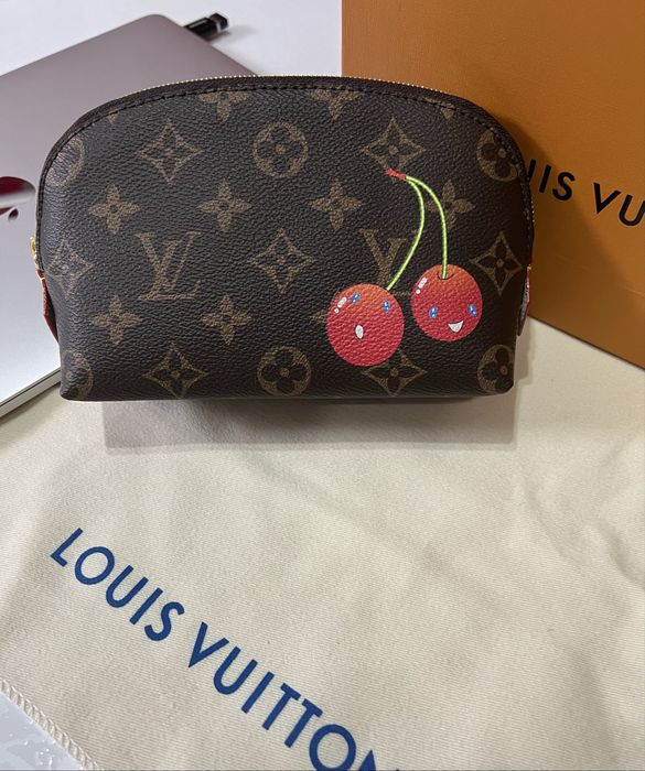 Косметичка вишни LV Louis Vuitton Murakami Pouch PM чип NFC