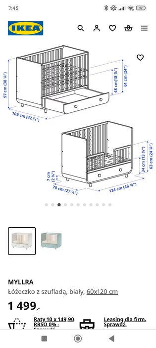 Łóżeczko niemowlęce Myllra IKEA