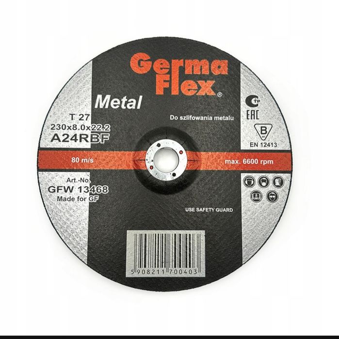 Tarcza do szlifowania metalu 230mm x 8mm Germa Flex