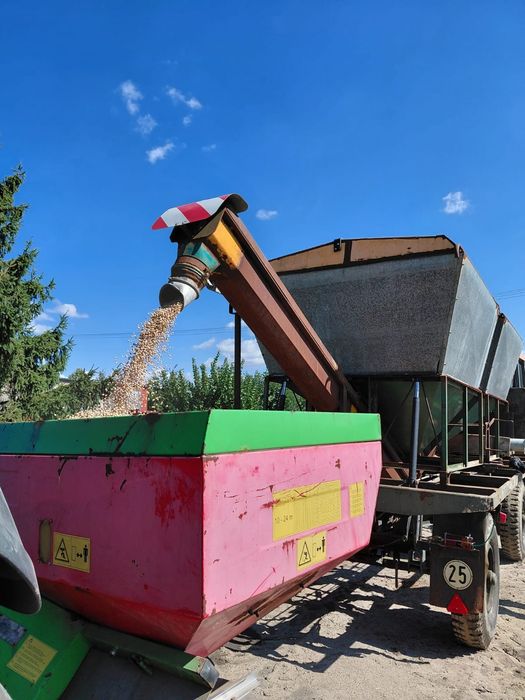 Przyczepa HL  ze żmijką do zasypywania siewnika . 5t zasyp.przeładowcza hydrauliczna