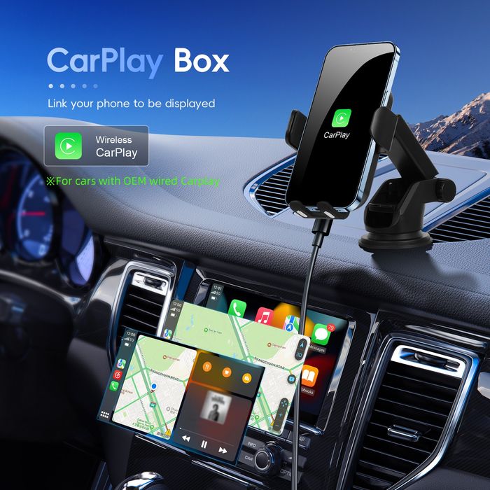 Suporte Carregamento rápido Telemóvel com CARPLAY e Android Auto NOVO