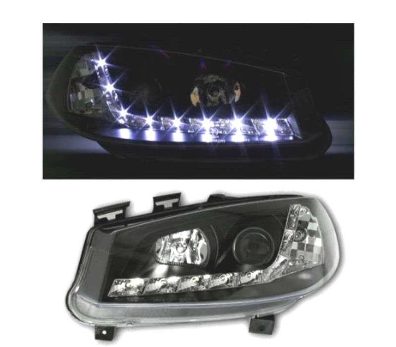 FARÓIS FRONTAIS RENAULT LUZ DIURNA MEGANE 02-05 FUNDO PRETO