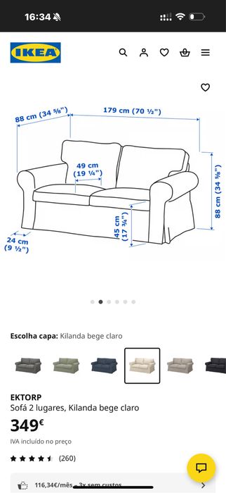 Sofa Ektorp 2 lugares ikea