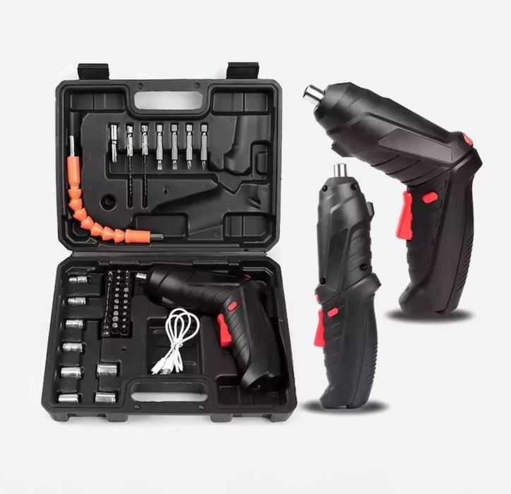 Шурупокрут акумуляторний з насадками Tuoye Tools 47 предметів в кейсі акумуляторна викрутка Чорна, викрутка акумуляторна PARKSIDE , отвйортка акб