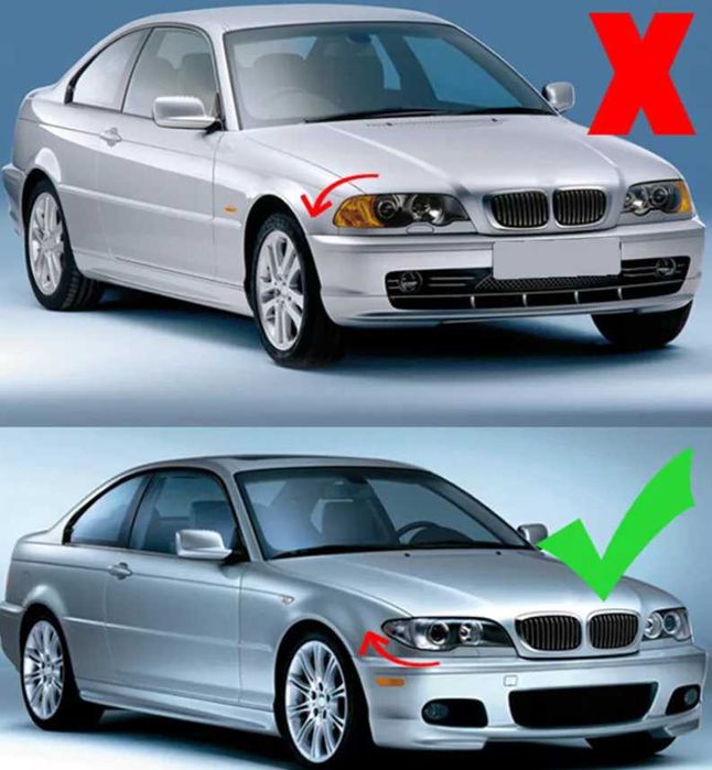 Nerki grill atrapa Czarny połysk BMW E46 COUPE CABRIO LIFT 2003/2007
