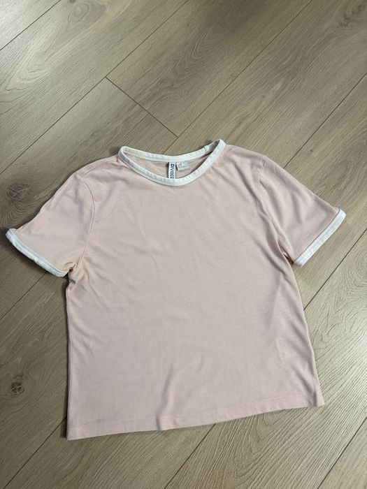 Crop top H&M, krótki tshirt, koszulka, różowa