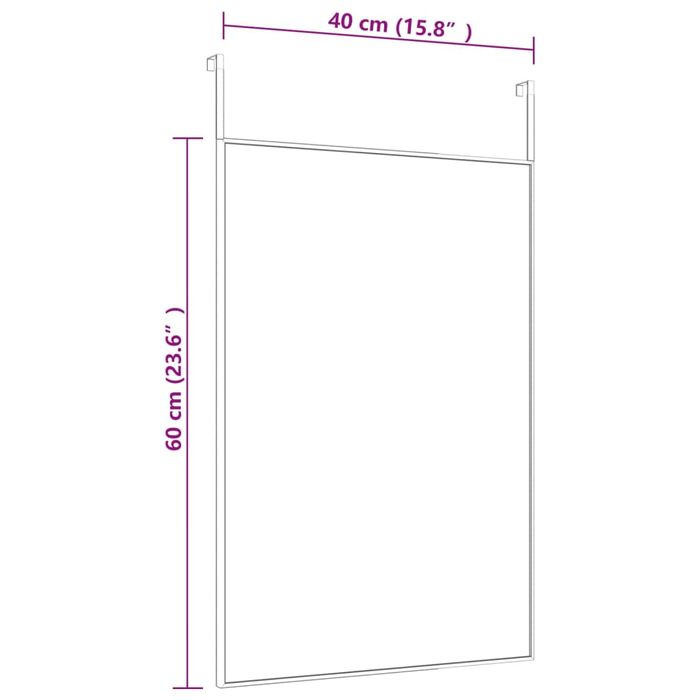 Vidaxl Lustro Na Drzwi, Czarne, 40X60 Cm, Szkło I Aluminium