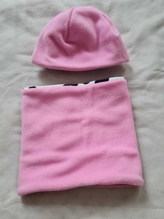 Czapka i komin,panda,bawełna,polar,rękodzieło