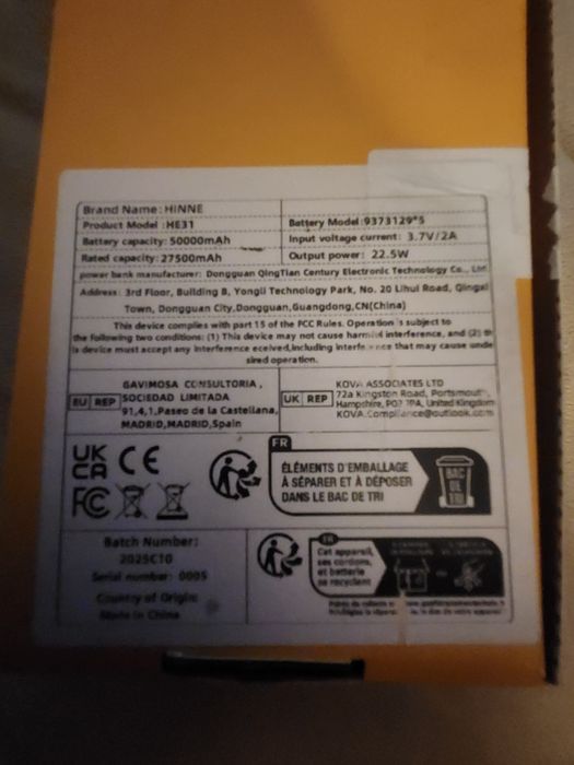 Powerbank Hinne  50000 Ah novo