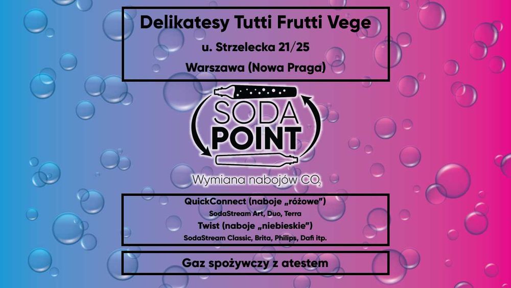 Sodastream W-wa (Nowa Praga), u. Strzelecka 21/25 Wymiana nabojów CO2