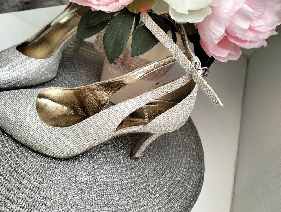 Srebrne buty ślubne 39