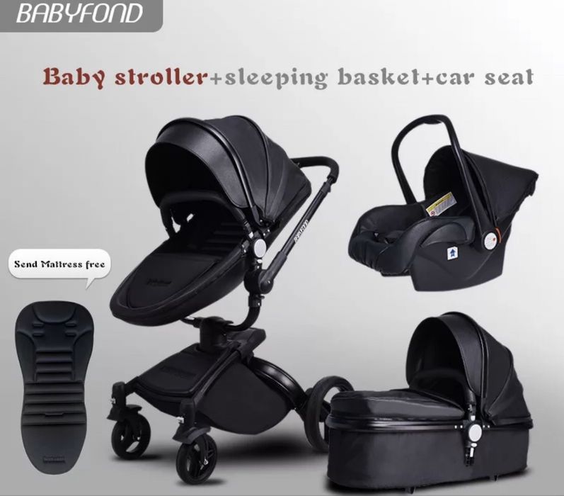 Carrinho 3 em 1 alto rodas grandes e suspenção.